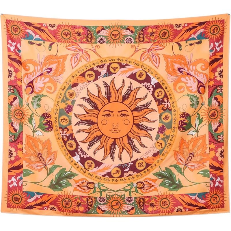 foto del prodotto arazzo sole ardente, arazzo viti di fiori, arazzo floreale vintage, arazzo misterioso da appendere alla parete per camera da letto 150x200cm 