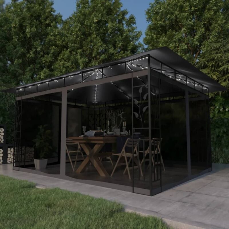 foto del prodotto arbl con zanzariera e luci led 4x3x m outdoor antrociteparasol, tenda, arredamento da esterno, articoli per la casa, decorazione