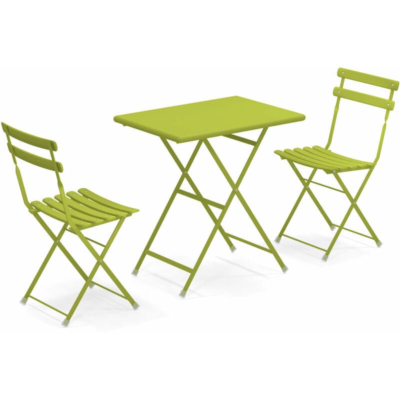 foto del prodotto arc en ciel set 1 tavolo 70 x 50 cm 2 sedie pieghevoli colore verde chiaro cod. 60 emu