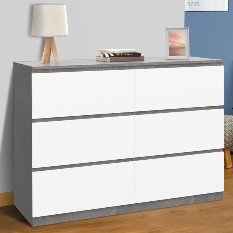 foto del prodotto arc n tomi 110 cm 6 cajones, blanco y efecto hormig n