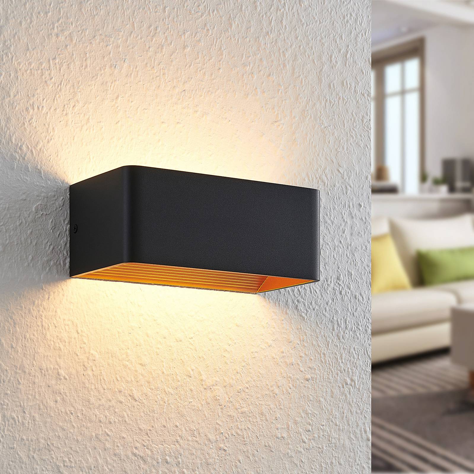 foto del prodotto arcchio applique a led karam, 20 cm, nero, metallo, su gi 