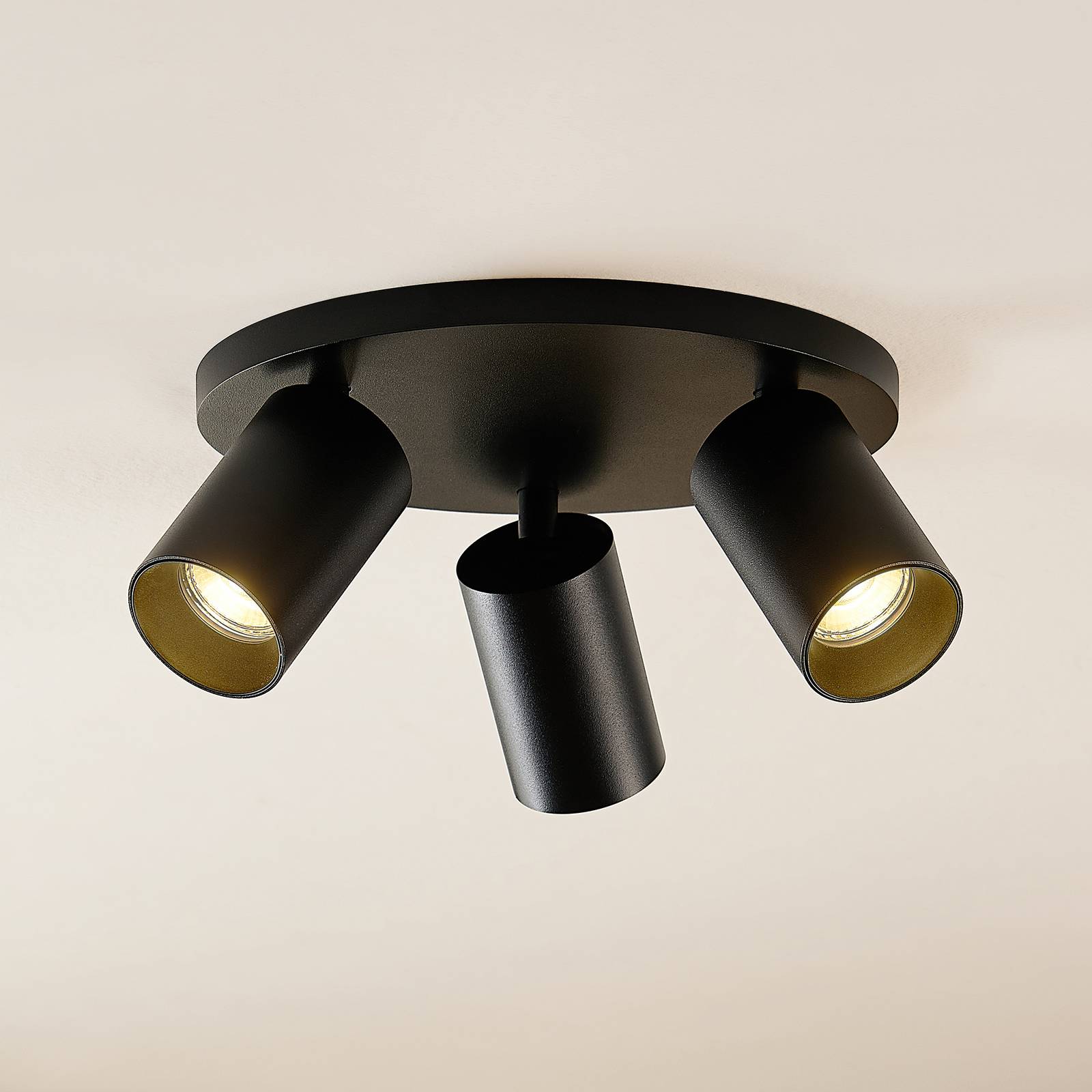 foto del prodotto arcchio faretto brinja, nero, rotondo, 6 cm, a 3 luci, gu10