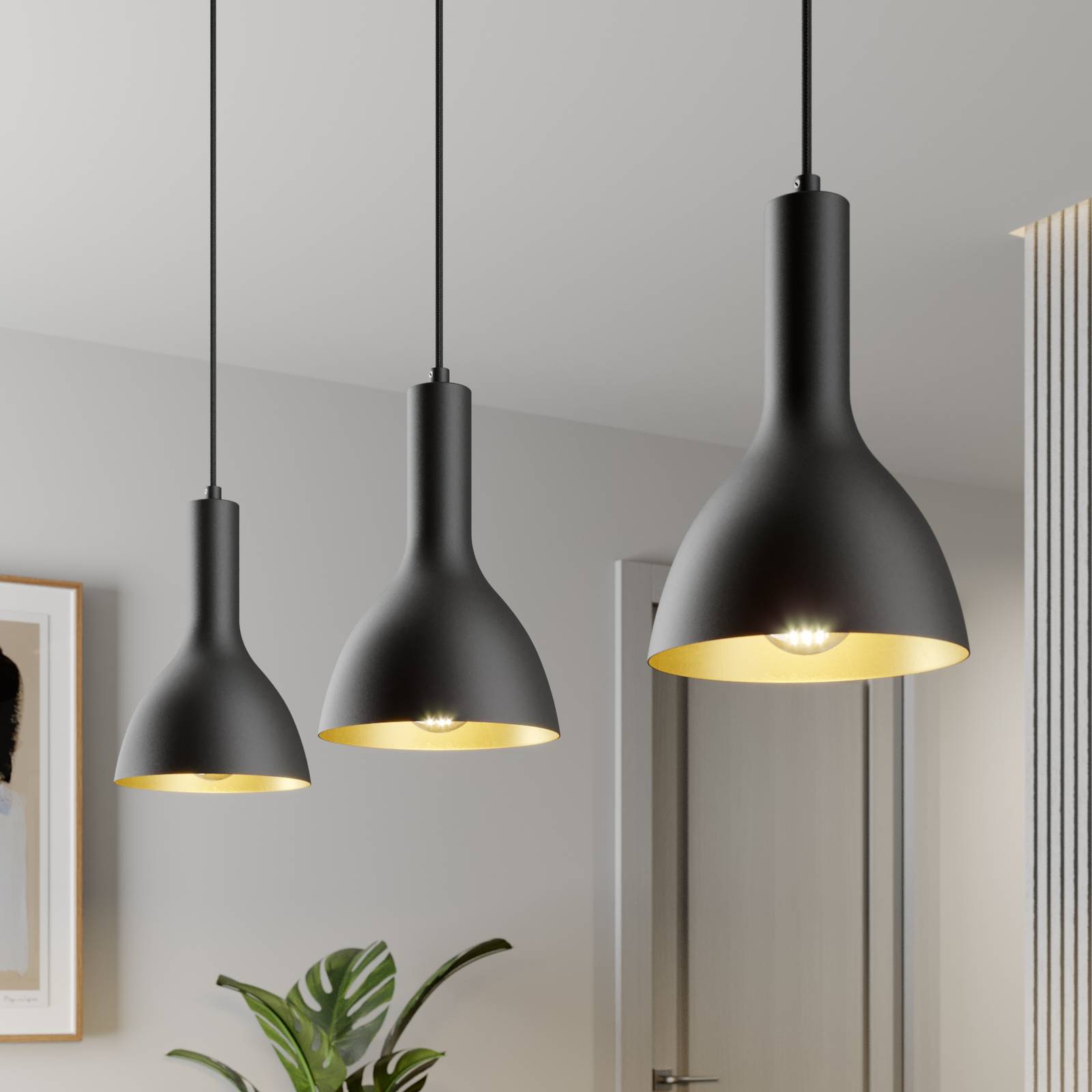 foto del prodotto arcchio lampada a sospensione cosmina, a 3 luci, lunghezza 90 cm, nero