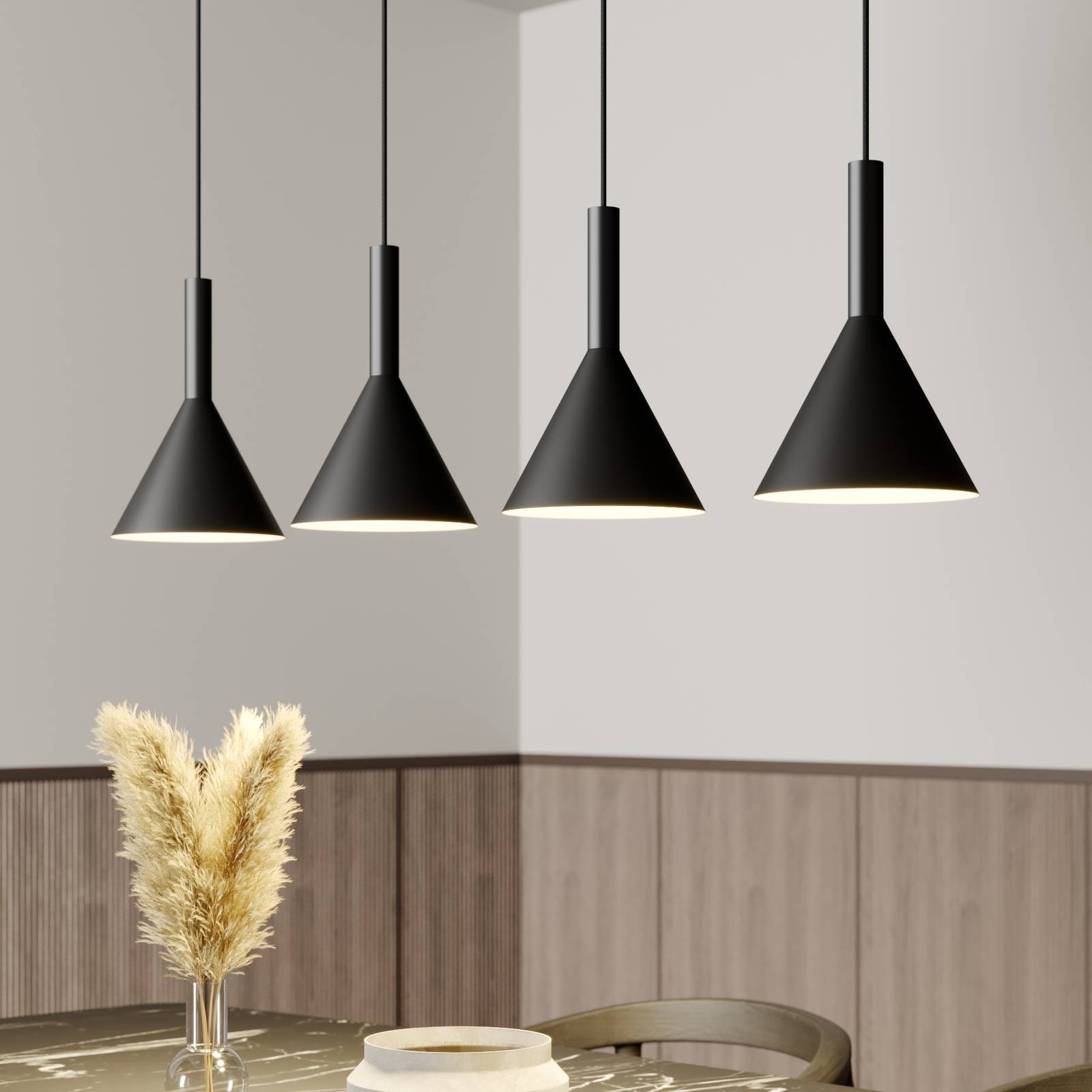 foto del prodotto arcchio lampada a sospensione tadej, a 4 luci, bianco nero, metallo, e27
