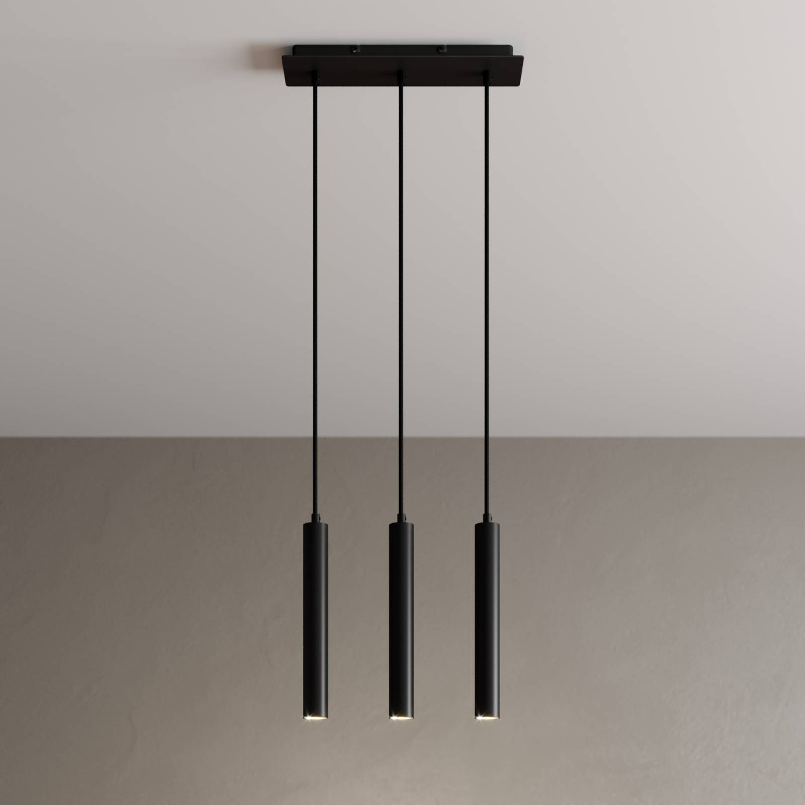 foto del prodotto arcchio lampada led a sospensione franka, a 3 luci, lunga, nera, alluminio