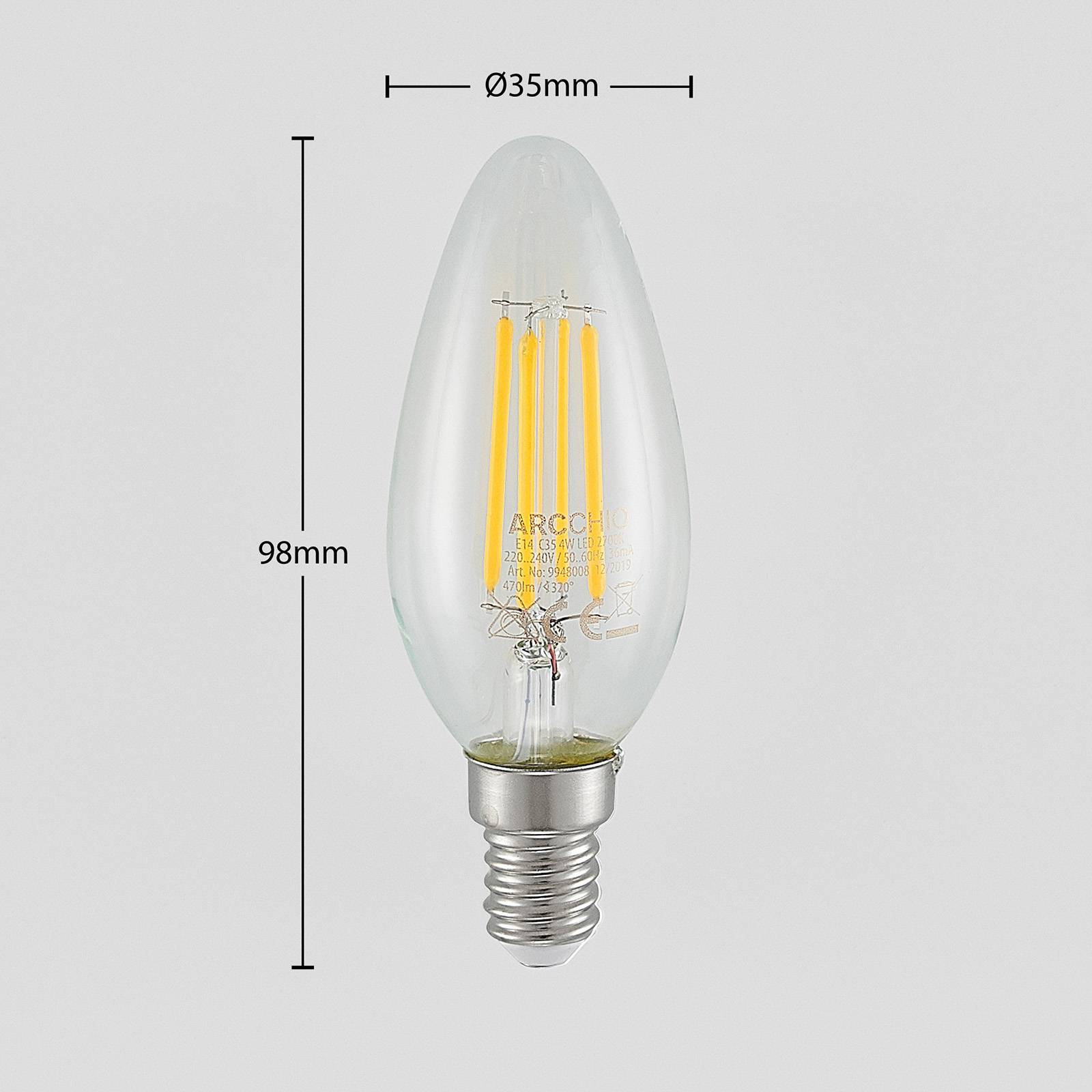foto del prodotto arcchio lampadina led e14 a filamento 4w 2.700k dimmerabile in 3 livelli