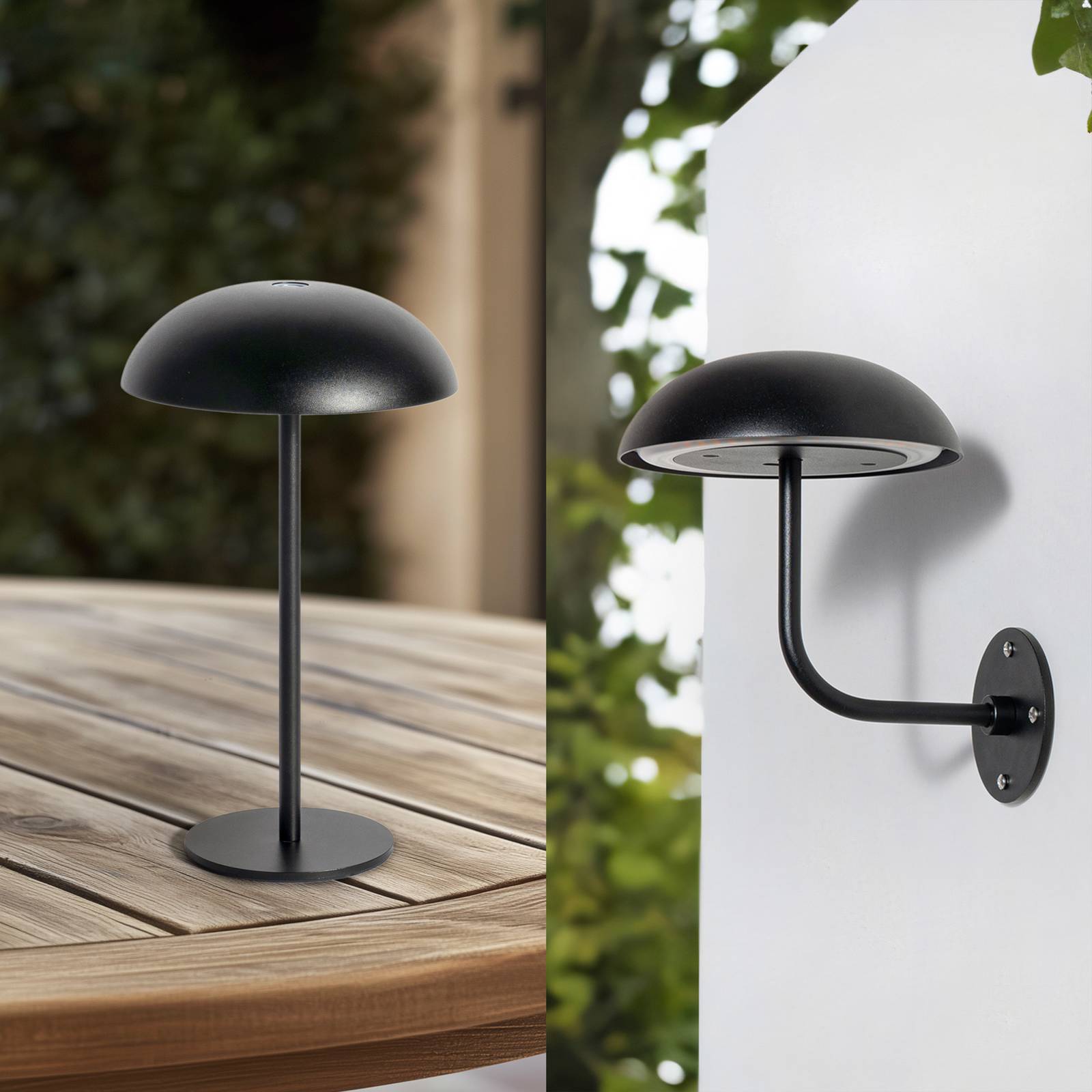 foto del prodotto arcchio led lampada da tavolo ricaricabile thenra, nero, supporto a parete