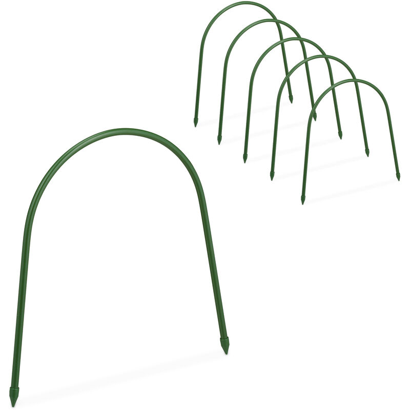 foto del prodotto archi per tunnel da coltivazione, set da 6, costruzione individuale, acciaio plastificato, hl 31x33 cm, verde relaxdays