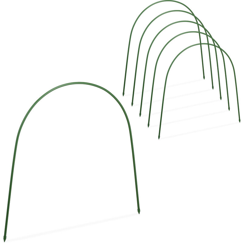 foto del prodotto archi per tunnel da coltivazione, set da 6, costruzione individuale, acciaio plastificato, hl 60x62 cm, verde relaxdays