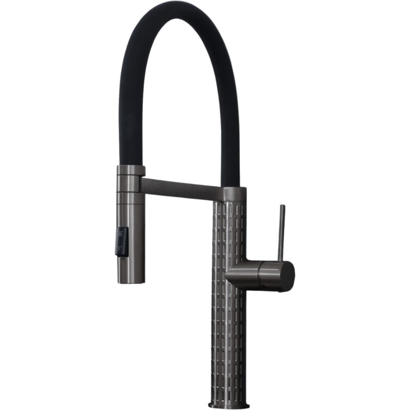 foto del prodotto architek miscelatore per lavabo con soffione mobile in grigio gun metallo essebagno