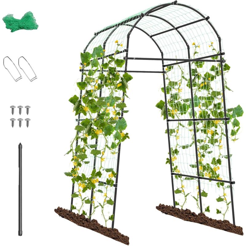 foto del prodotto arco da giardino con traliccio per piante rampicanti, tunnel per piante con struttura in metallo con grigliato, supporto per