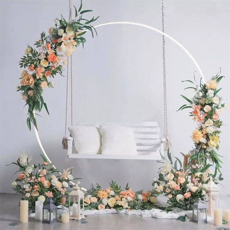 foto del prodotto arco de boda redondo 2.4m x 2m tel n de fondo de recepci n decoraci n de arco blanco unho