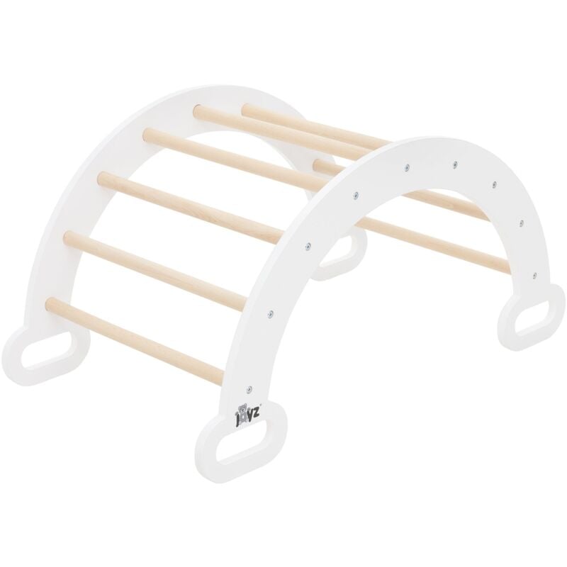 foto del prodotto arco di arrampicata per bambini naturale bianco 89x52x45,5 cm altalena ad arco in legno struttura di arrampicata per interni per bimbi e ragazzi dai