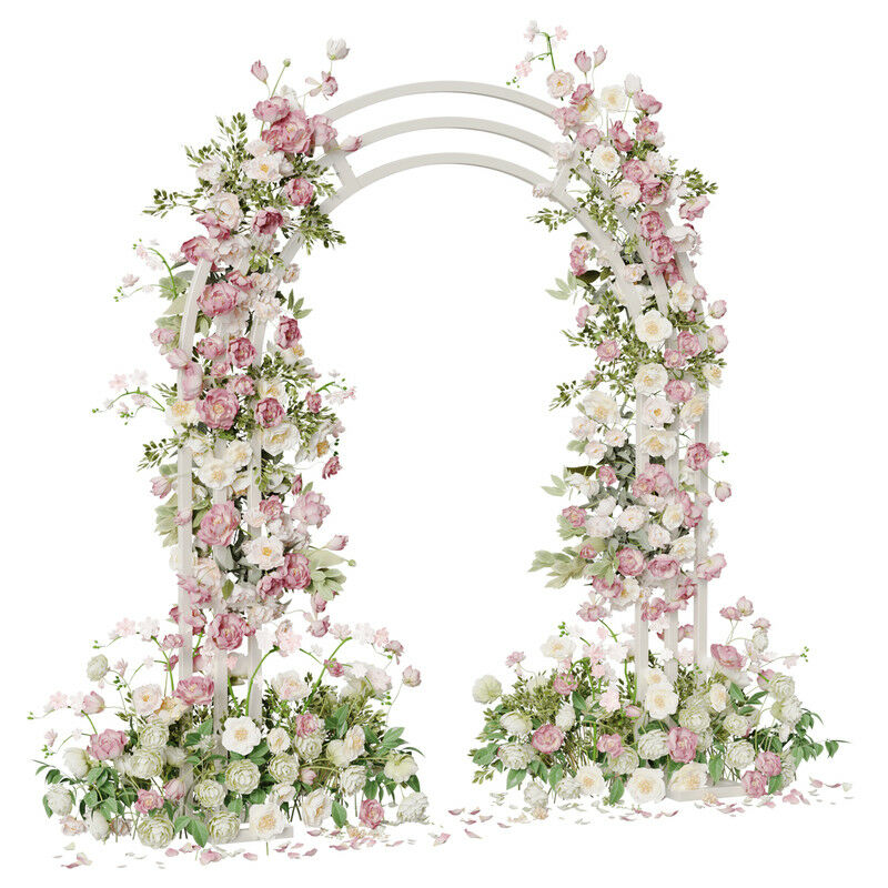 foto del prodotto arco nozze palloncino metallo rotondo grande fiori decorazione matriamonio feste struttura cornice bianco
