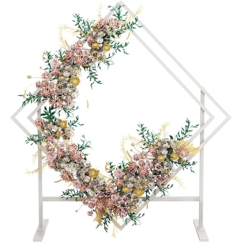 foto del prodotto arco nozze palloncino struttura porta arco sfondo nuziale matrimonio feste fiore decorazione, bianco