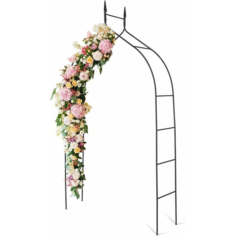 foto del prodotto arco per rose da giardino, arco in ferro verniciato antiruggine, stile romantico con elementi raffinati, supporto per fiori ornamentali e piante
