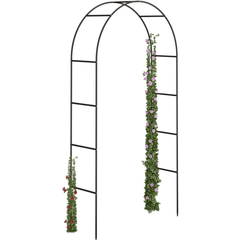foto del prodotto arco per rose rampicanti, 240x140x38 cm, struttura resistente alle intemperie, design romantico, verde scuro relaxdays