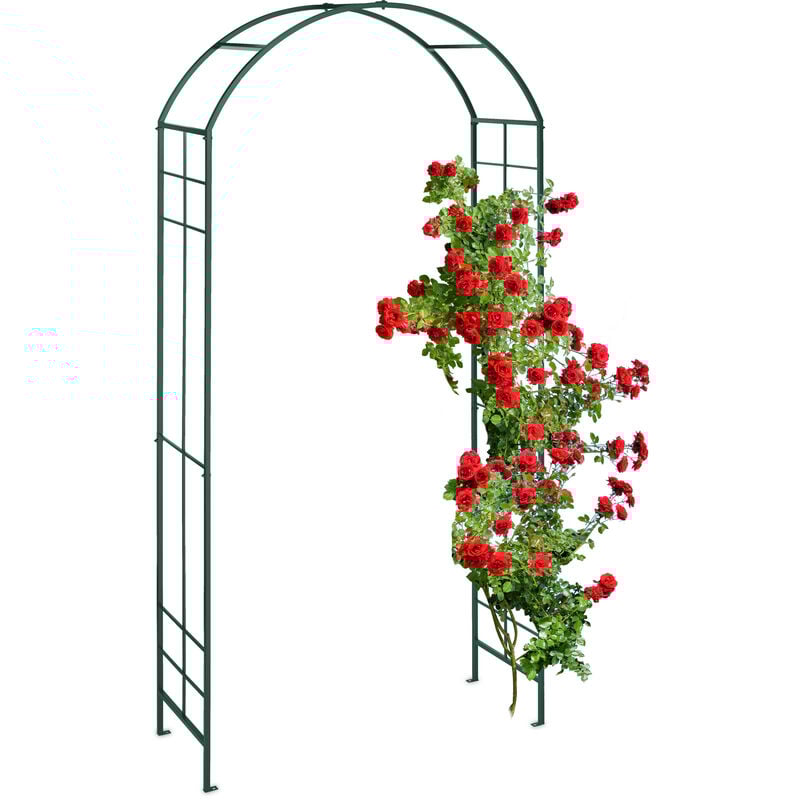 foto del prodotto arco per rose rampicanti da giardino, sostegno per piante, hlp 224 x 110 x 41 cm, supporto in ferro, verde relaxdays