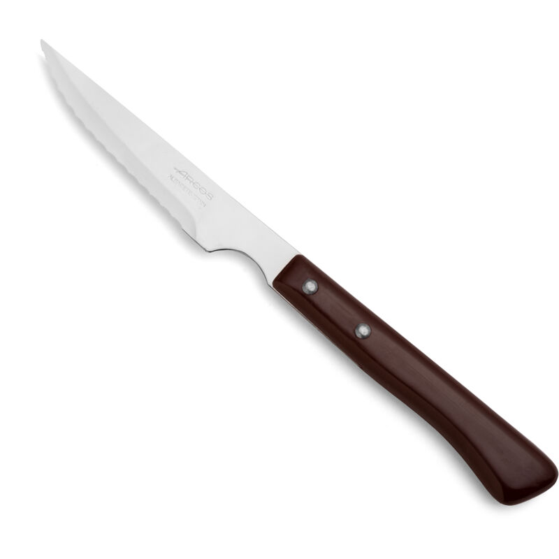 foto del prodotto arcos coltello bistecca tabella 804000 monoblocco di un pezzo di acciaio inox, mango nylon e lama 11 cm in scatola
