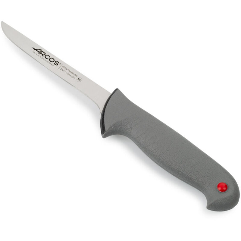 foto del prodotto arcos coltello boner colore prof 242000 in acciaio inox nitrum e mango ergonomico lama in polipropilene e 13 cm, coperchio del display