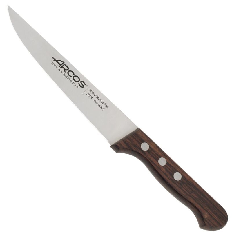 foto del prodotto arcos coltello da cucina palisandro 262400 in acciaio inox nitrum e mango palisandro in legno con lama 15,5 cm, e lama di copertura