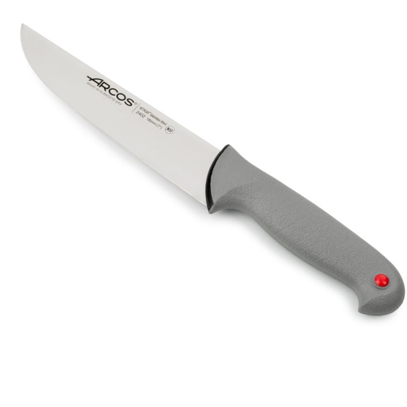 foto del prodotto arcos coltello da macellaio colore prof 240200 in acciaio inox nitrum e mango ergonomico polipropilene e 18 lama cm, coperchio del display