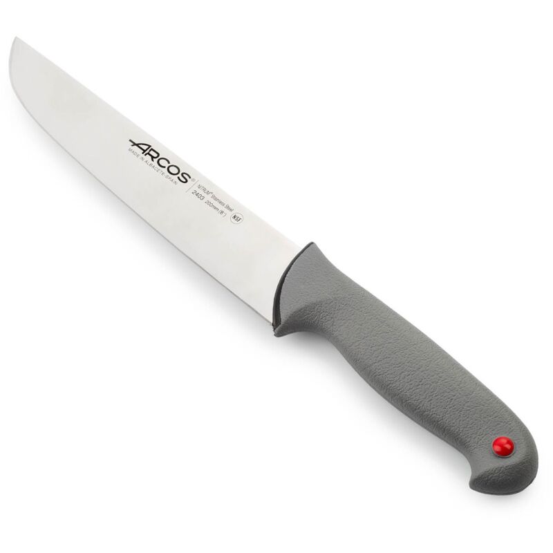 foto del prodotto arcos coltello da macellaio colore prof 240300 in acciaio inox nitrum e mango ergonomico lama in polipropilene e 20 cm, coperchio del display
