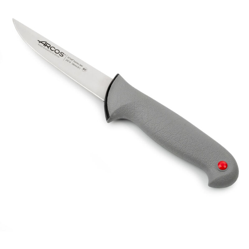 foto del prodotto arcos coltello da macellaio colore prof. 241400 in acciaio inox nitrum e mango ergonomico lama in polipropilene e 13 cm, coperchio del display