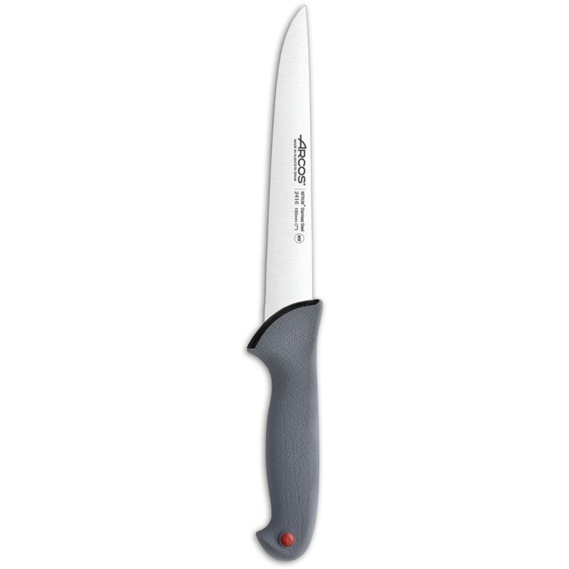 foto del prodotto arcos coltello da macellaio colore prof 241600 in acciaio inox nitrum e mango ergonomico polipropilene e 18 lama cm, coperchio del display