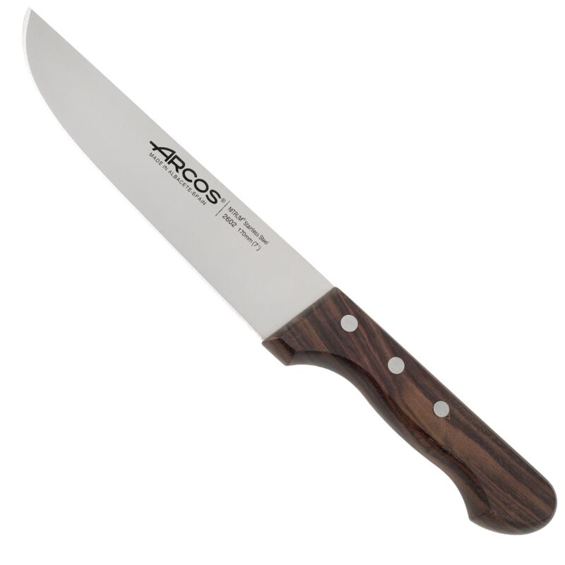 foto del prodotto arcos coltello da macellaio palisandro 260200 in acciaio inox nitrum e mango palisandro in legno con lama 17 cm, e holster blade