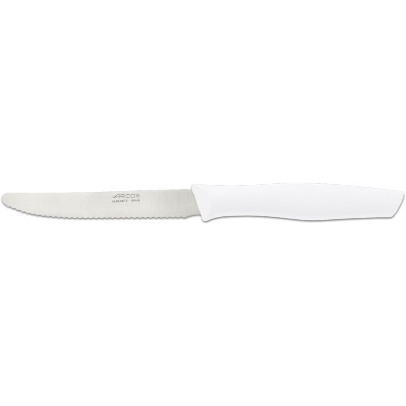 foto del prodotto arcos coltello da tavolo nova 188824 in acciaio inox nitrum e mango polipropilene, lama bianca 11 cm con coperchio e espositore