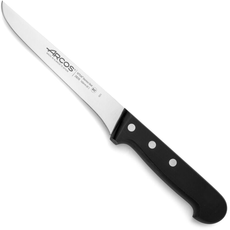 foto del prodotto arcos coltello disosso mango universal universal 282604 nitrum steel, con mango poliossimetilene e 16 cm di lama nella valigetta.