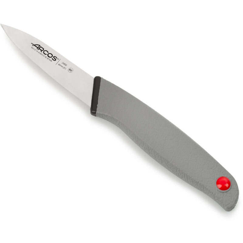 foto del prodotto arcos coltello mondador colore prof 24000000 in acciaio inox nitrum e mango ergonomico lama in polipropilene e 8 cm, coperchio del display