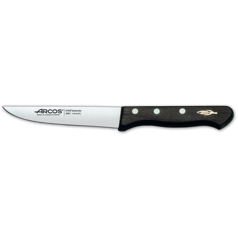 foto del prodotto arcos coltello per verdure palisandro 262100 in acciaio inox nitrum e mango palisandro legno con lama 11 cm, e lama di copertura