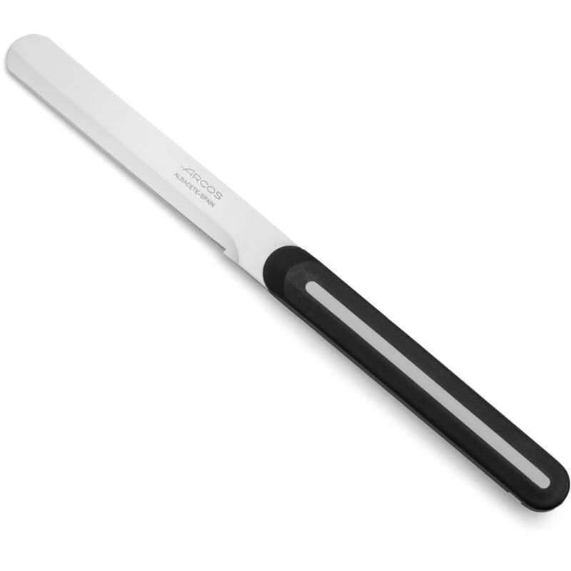 foto del prodotto arcos coltello tavolo perla 373624 in acciaio inox in un pezzo unico nitrum, mango polipropilene e 10 cm lama in scatola