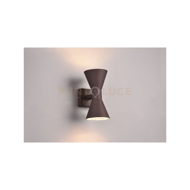 foto del prodotto ardas applique da esterno fusione alluminio ruggine bi emissione h. 20cm ip44 2 luci attacco gu10