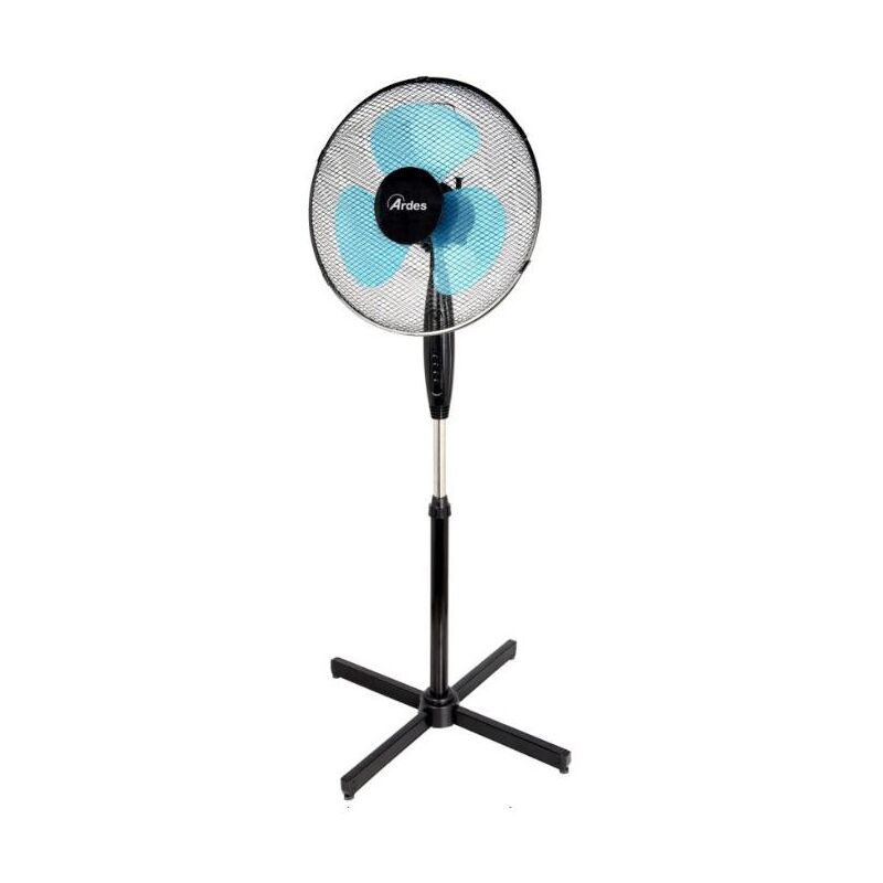 foto del prodotto ardes ar5ea40p ventilatore a piantana da terra potenza 50 w 3 velocita nero con pala colorata in semitrasparenza turchese