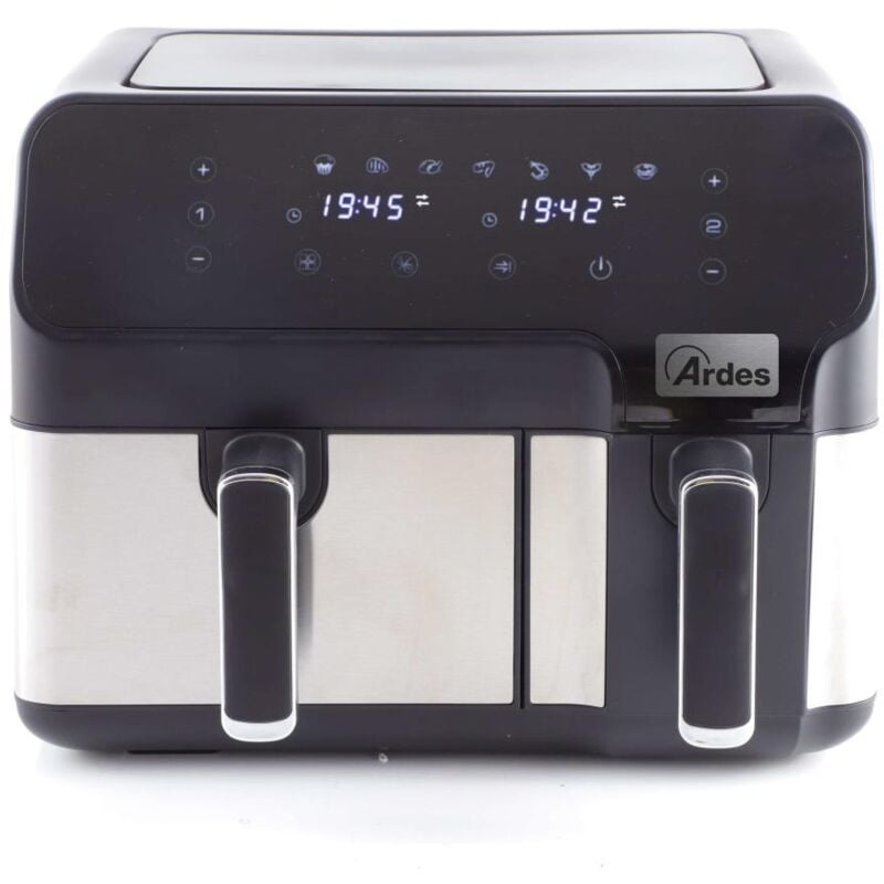 foto del prodotto ardes arfrya03d friggitrice ad aria calda doppia 9 l indipendente nero acciaio inossidabile