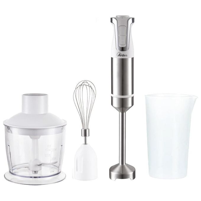 foto del prodotto ardes arset01 trinity frullatore a immersione 3 in 1 tritatutto e frusta con motore professionale gambo 21 cm 4 lame acciaio inox 2 velocita 