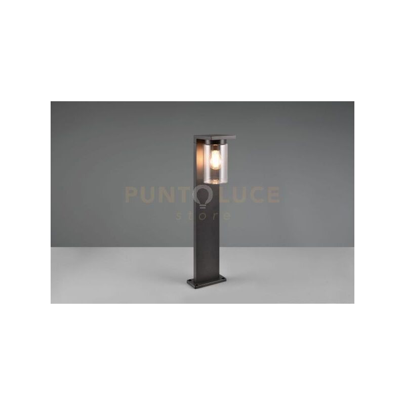 foto del prodotto ardila palo da esterno fusione alluminio nera con vetro cilindro sensore crepuscolare h. 65cm ip44 1 luce attacco e27