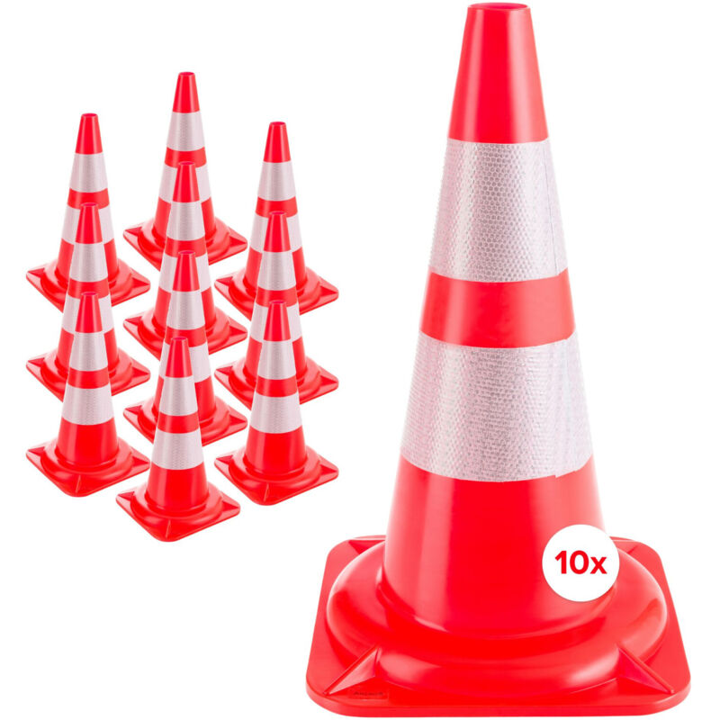 foto del prodotto arebos 10x cono stradale cono spartitraffico birillo cono segnaletico arancio bianco