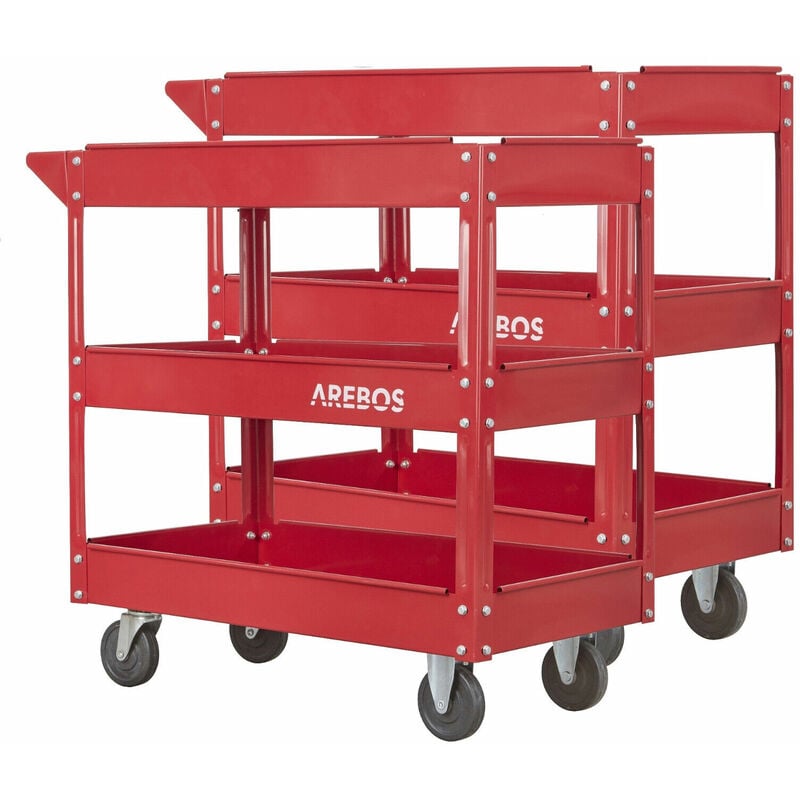 foto del prodotto arebos 2x carrello portautensili carrello da officina carrello da montaggio 3 piani