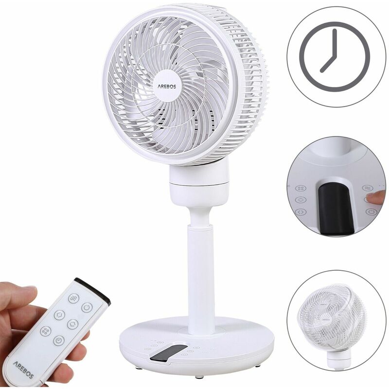 foto del prodotto arebos 3d ventilatore da pavimento circolatore d aria stand fan wind machine 55w