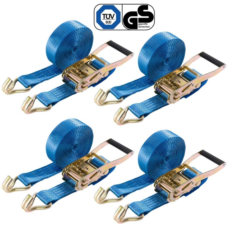 foto del prodotto arebos 4 x cinghie 2 pezzi con ganci e cricchetto 8 m, 4000 kg, larghezza 50 mm