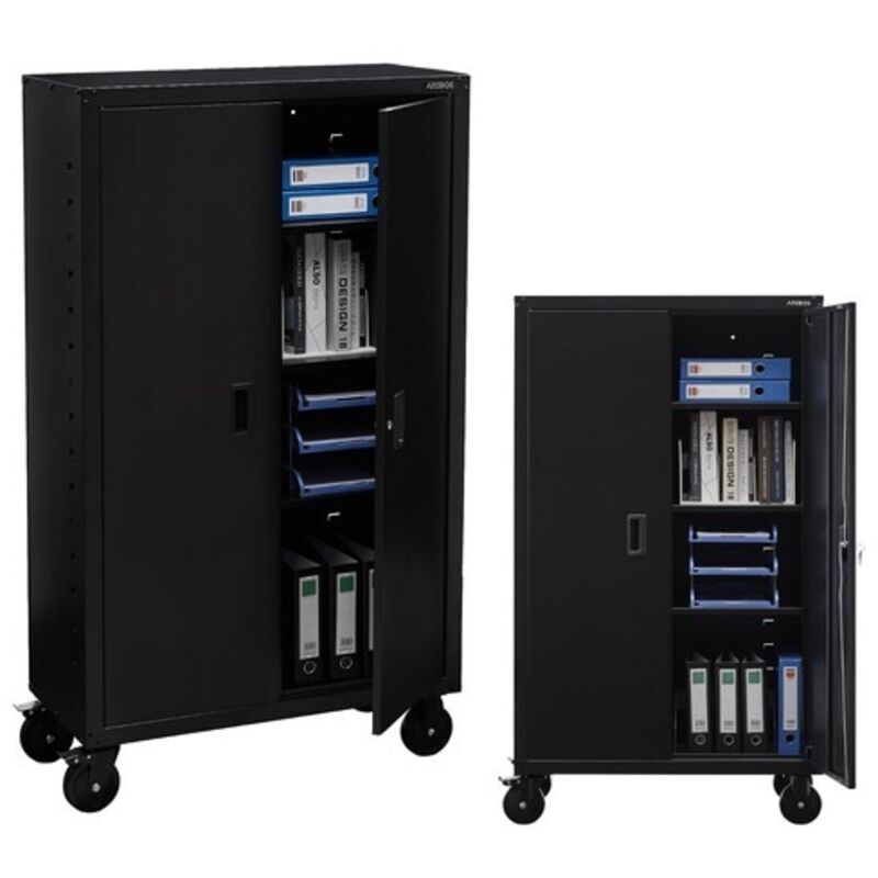 foto del prodotto arebos armadio per archiviazione armadio per ufficio in acciaio nero
