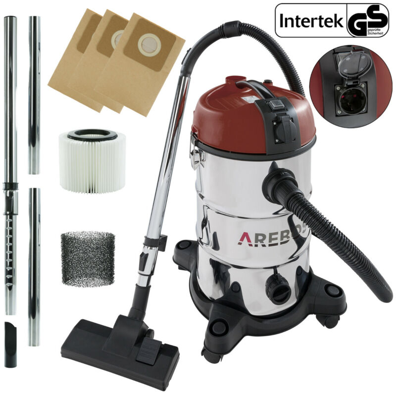 foto del prodotto arebos aspirapolvere industriale 30 l bagnato e asciutto aspirapolvere 1300 w rosso