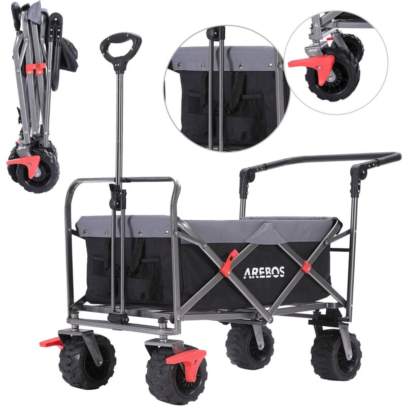foto del prodotto arebos carrello manuale pieghevole con asta telescopica carico 100 kg