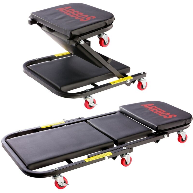 foto del prodotto arebos carrello per montaggio 2 in 1 fino a 150 kg carrellino sgabello da officina