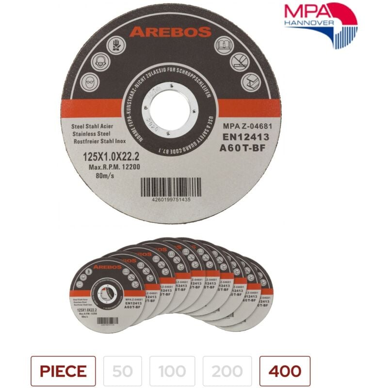 foto del prodotto arebos dischi taglio dischi flessibili 125 mm ammissione 22,2 mm spessore 1 mm