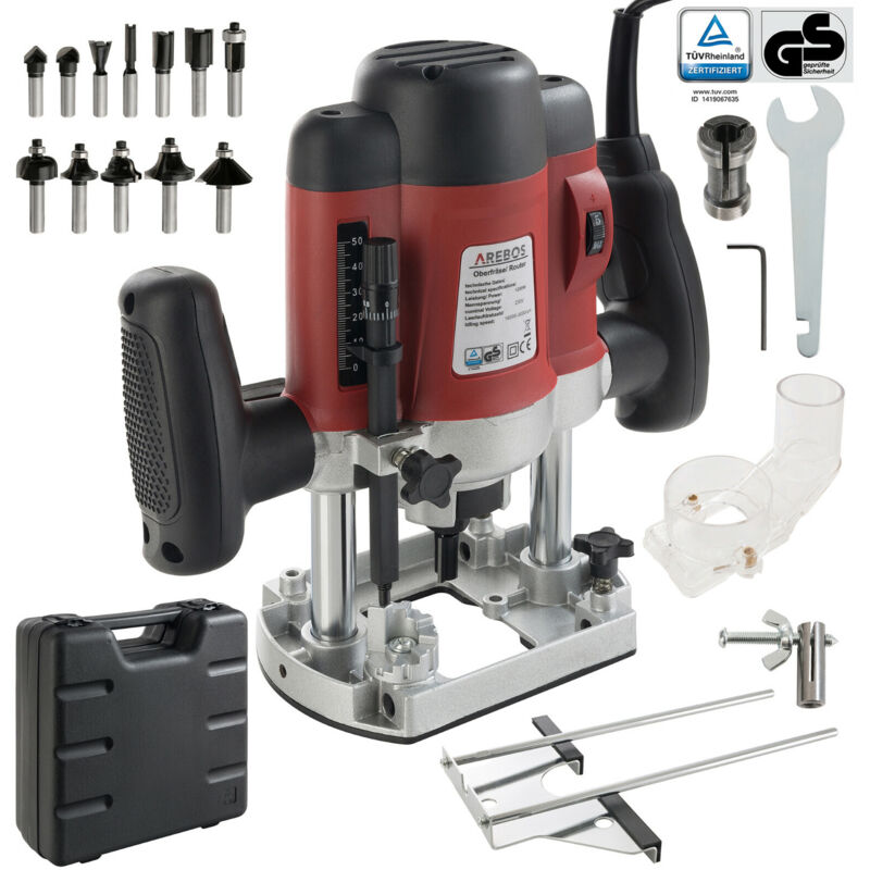 foto del prodotto arebos fresatrice verticale elettrica 1200w set 12 frese incl.